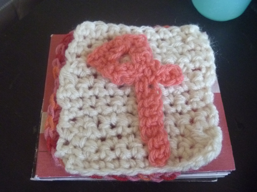 crochet square with crochet 4 attached